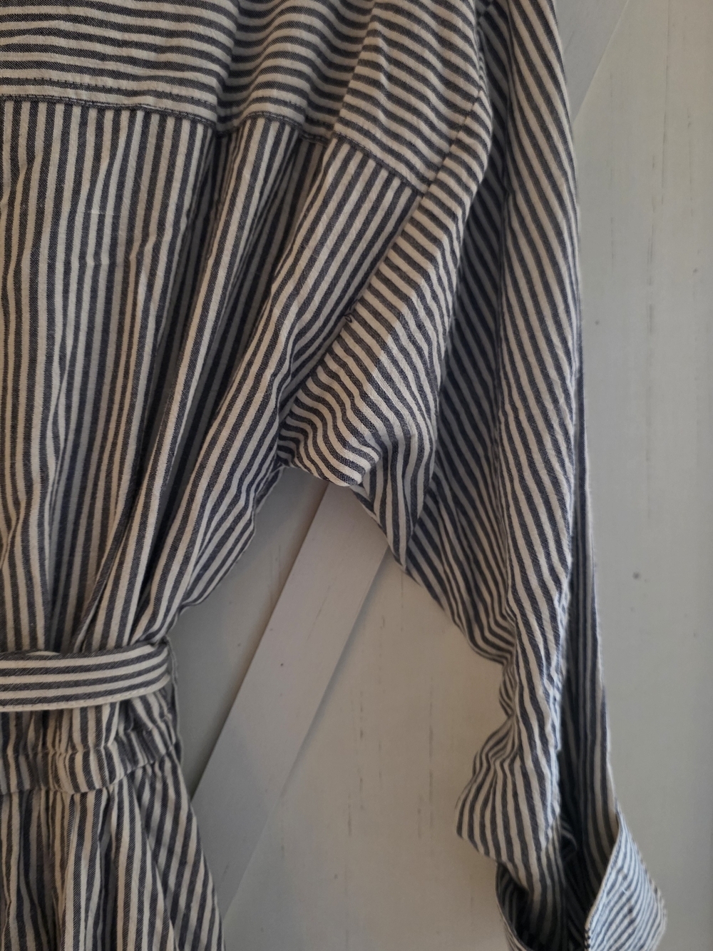 By Together Navy & White Striped Maxi Shirt Dress with Tie Waist - Picture 7 of 7